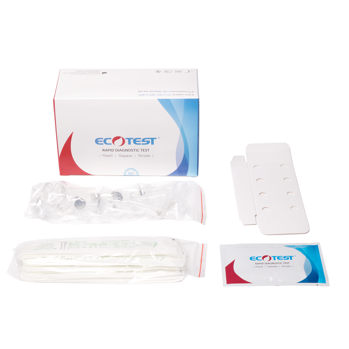 Ecotest 5 en 1 Antigène rapide pour grippe A/B, VRS, ADV, MP