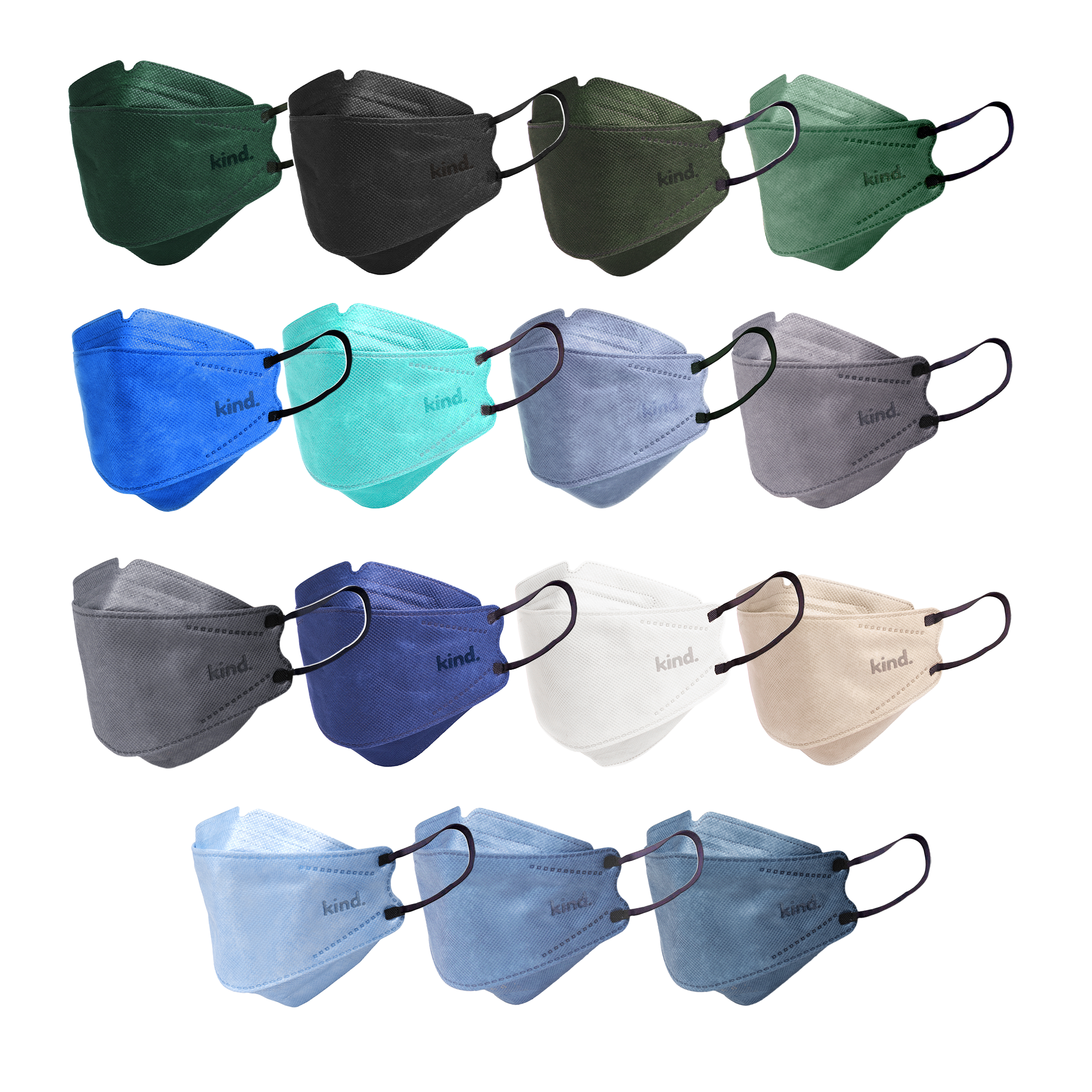 Kind KN95 Respirator Face Mask: Full Set Collection - 15 Colours
