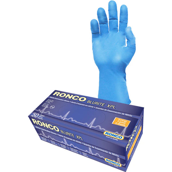 Ronco BluRite™ XPL Nitrile Examination Gloves (Extra Long)