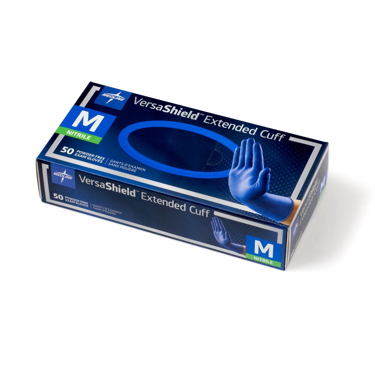 Gants d'examen en nitrile non poudrés Medline VersaShield à manchette allongée