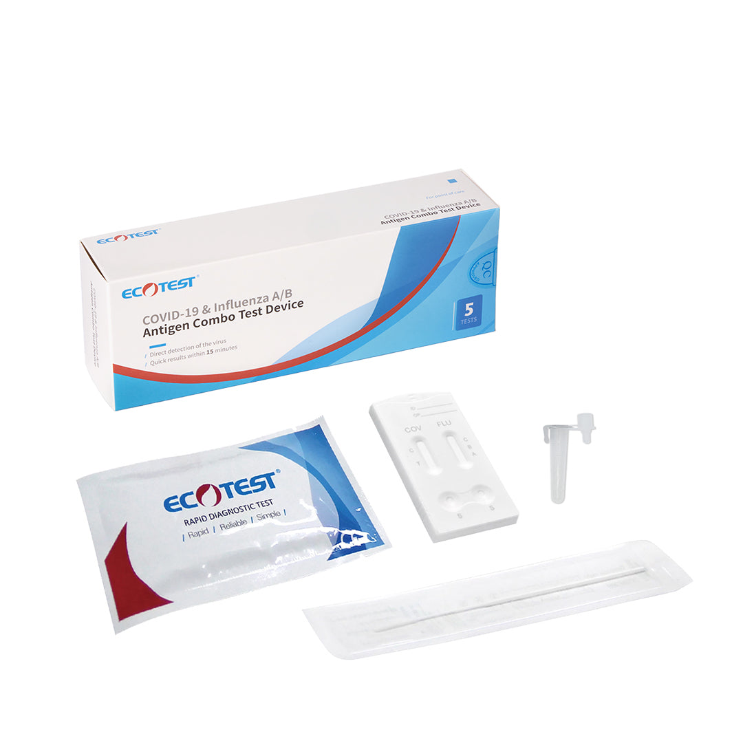 Ecotest 3in1 COVID-19, Flu A & Flu B Rapid Test Kit Combo