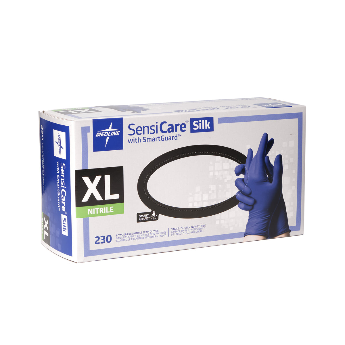 Gants médicaux en nitrile Medline SensiCare Silk (3,5 mil) (bleu foncé)