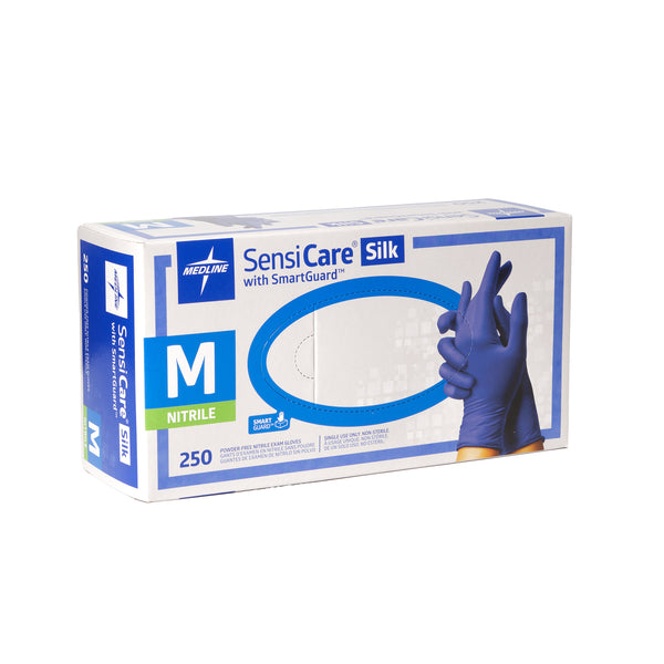 Medline SensiCare Silk Medical Nitrile Gloves (3.5 mil) (Dark Blue)