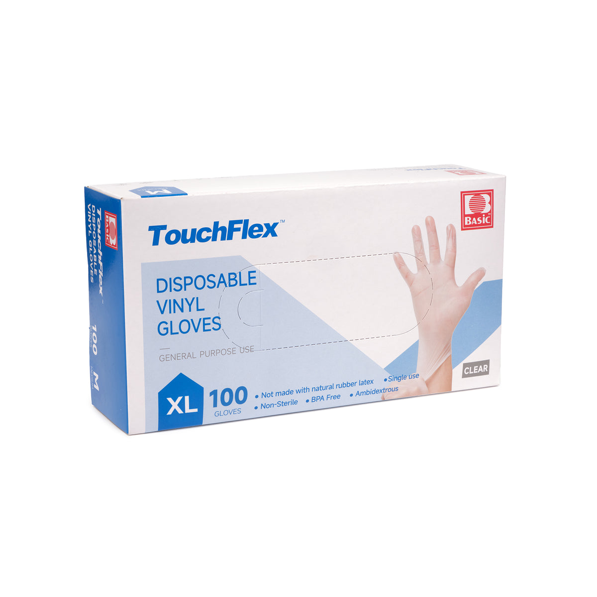 Gants synthétiques TouchFlex en vinyle sans poudre (4 mil) (transparents)