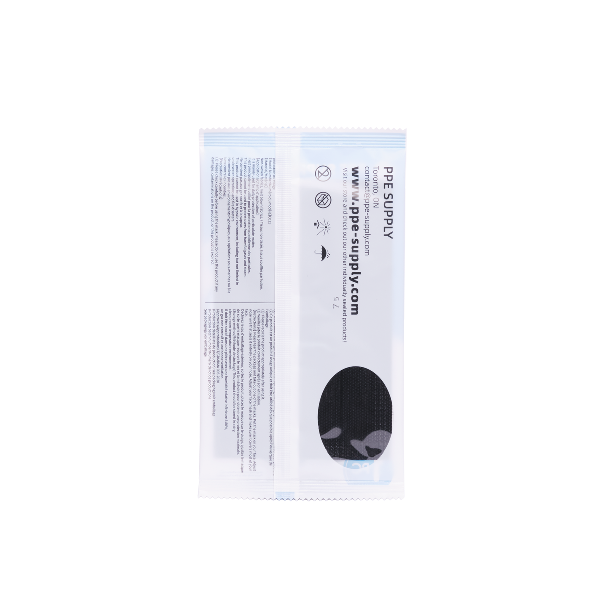 Masque facial jetable noir scellé individuellement pour enfants